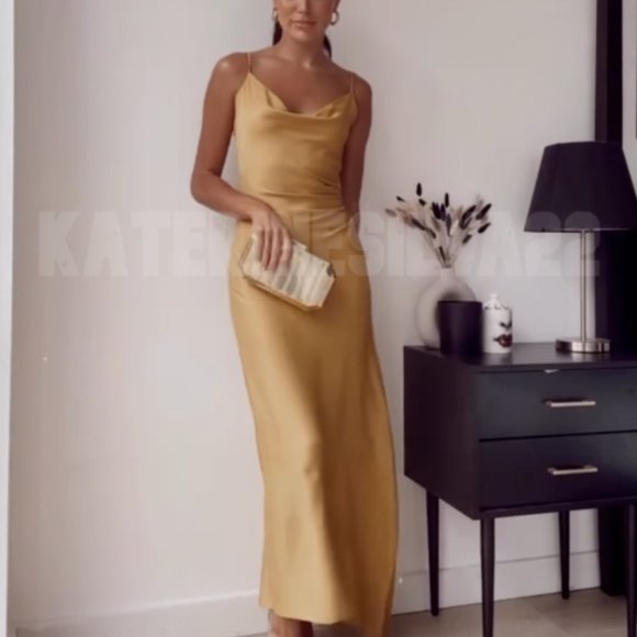 Zara Satin Cowl Neck Midi Slip Dress - Picture 6 of 11